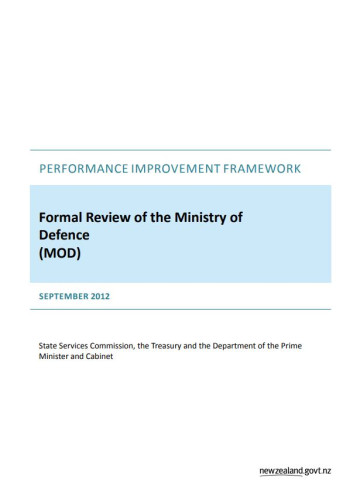 Performance Improvement Framework: Formal Review of the Ministry of Defence (September 2012)